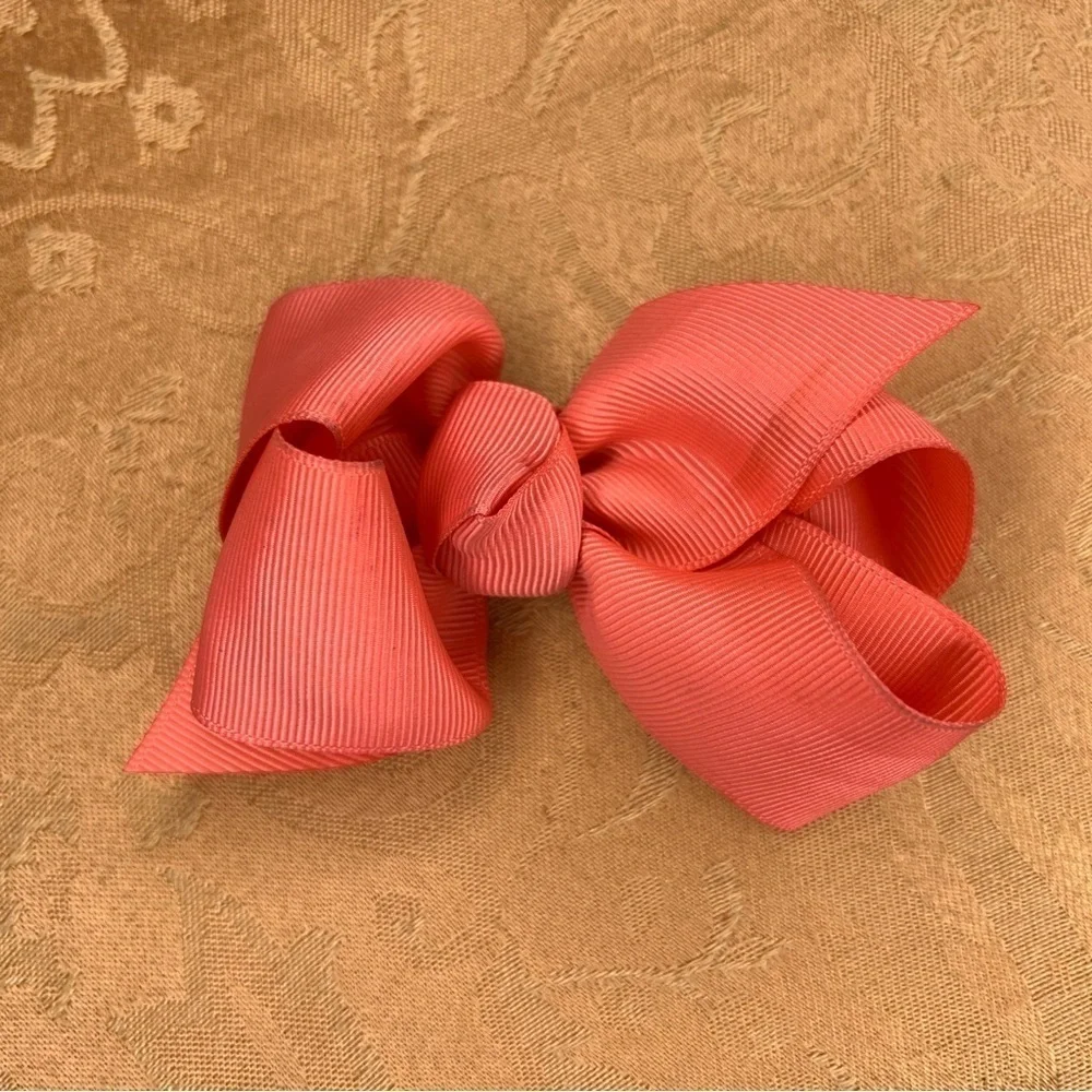 SET OF 4 HAIR BOWS CHEER PINK ORANGE COLORFUL